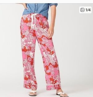 J Crew Paisley Pink And Red Pants With Pockets Size 12 The Baez Work Party Date